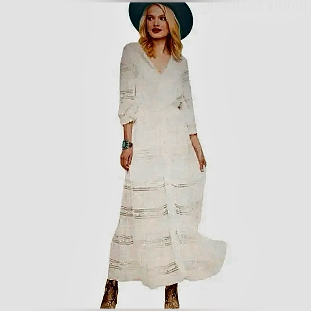 A Collective Story Women's White Ebba Eyelet Lace Maxi Dress Size Medium - Picture 3 of 16